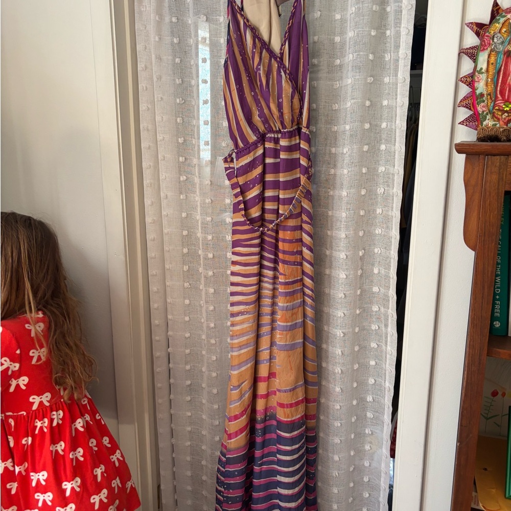 Striped Purple and Gold Maxi Dress